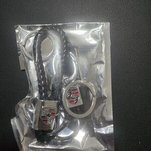 Porsche Black and Silver Keychain Set